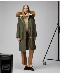 Maxi parka con pelliccia di volpe