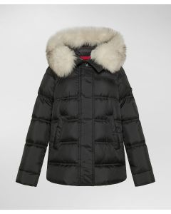 Piumino con cappuccio e zip laterali