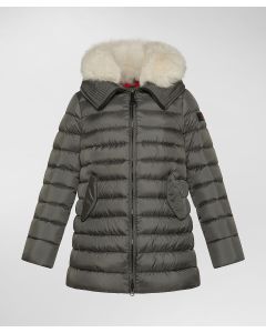 Piumino con ampio cappuccio in pelliccia