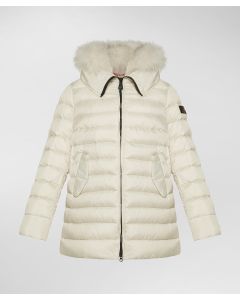 Piumino con ampio cappuccio in pelliccia