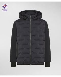 Giacca bimateriale con trapunta jacquard